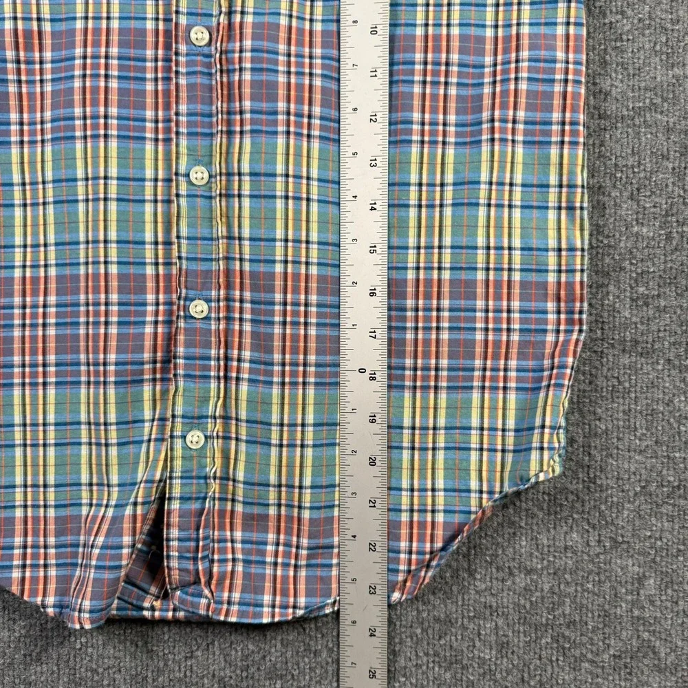 Ralph Lauren Plaid Button Down Boys Size M 12-14 Multi Color Short Sleeve Pony